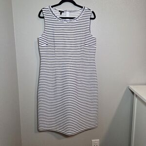 Talbots Black and White Striped Midi Dress